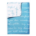 Divine Casa 120 GSM Microfiber Single Dohar | Soft & Lightweight Throw Blanket | Cozy & Breathable | All-Season Comfort | 210 x 140 CM | Typographic Pattern | Sky Blue & White Kafalo