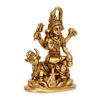 ARTVARKO Brass Lord Shiva Shiv Murti Idol Bhole Nath with Nandi Shivling Statue Home Mandir Puja Temple Gift Gold Color 5.5 Inch