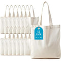 ECOCARRY 14x18 Inch (12 Pcs) Plain Canvas Tote Bag | 100% Organic Reusable 150 GSM Cotton Handbag for Shopping, Daily Use, Travel, Grocery, Gifting, Craft Diy, Painting, School, Office and Storage