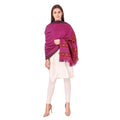 BRAVEZI Women's Woolen Kullu Design Border Shawls (Purple)