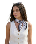 Grey Exim Black Polka Dot Polyester Crepe Head Scarf, Square Hair Bandana for Women