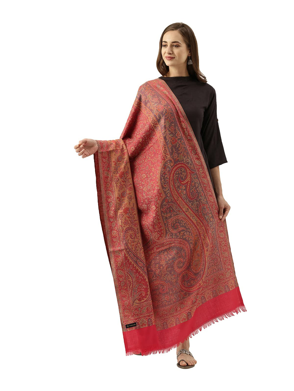 Pashmoda Women Shahnaz Antique Jamawar Shawl (Size: 101 X 203 CM)