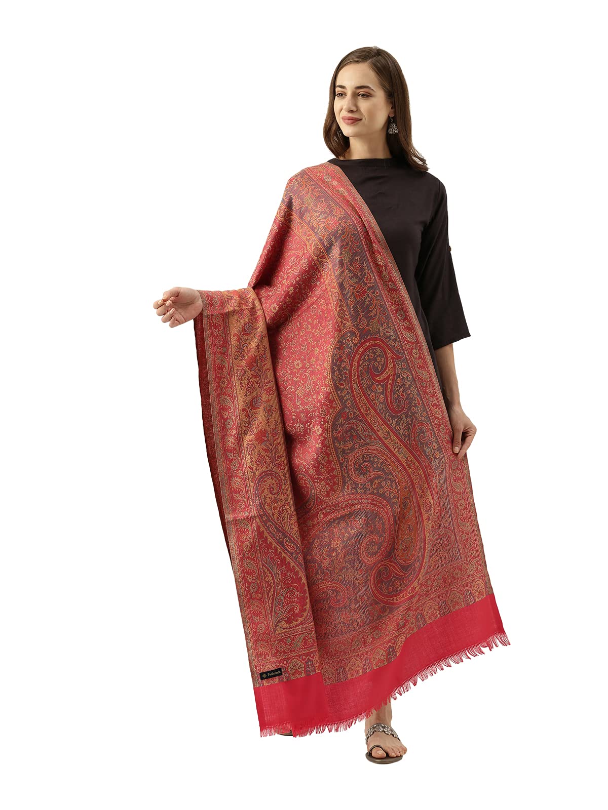 Pashmoda Women Shahnaz Antique Jamawar Shawl (Size: 101 X 203 CM)