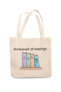 Kalaa Lifestyle Canvas Tote Bag for Women | Premium Cotton Shopping Bag | Eco-Friendly Shoulder Tote for Office, College, Travel & Daily Use and Gifting (Bookshelf of Feelings)