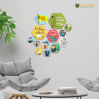 Artvibes Collect Moments Not Things Decorative Hexagon Shape MDF Wooden Wall Hanging | Quotes Decor Item | Wall Accent | Office Decor | Mdf Wall Decoration | Gift Items (WPS_206NN), Set of 13