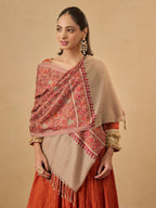Pashmoda Women Hunar Fine Wool Nalki Embroidered Stole (Size : 28x80in, 71X203cm) EMST02