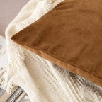 Khooti Velvet Cushion Cover, 22x22 (Brown)(Pack of 5)