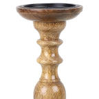 Vudy Wooden 8 Inch High Wooden Pillar Candle Holder Ideal for Weddings or Parties as Well as Home Decor (Brown)