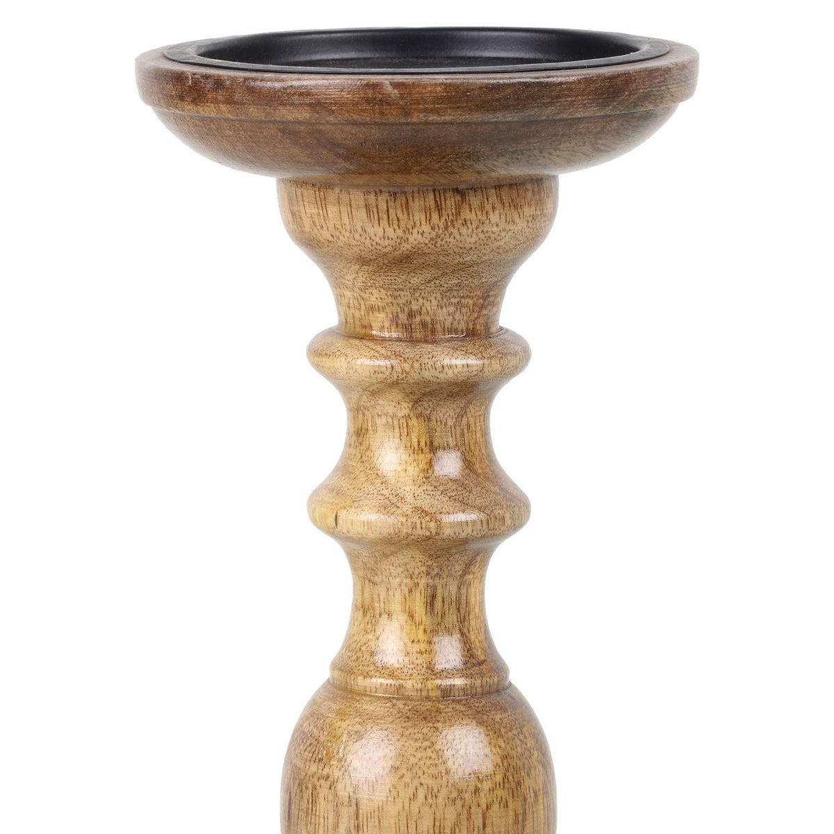 Vudy Wooden 8 Inch High Wooden Pillar Candle Holder Ideal for Weddings or Parties as Well as Home Decor (Brown)