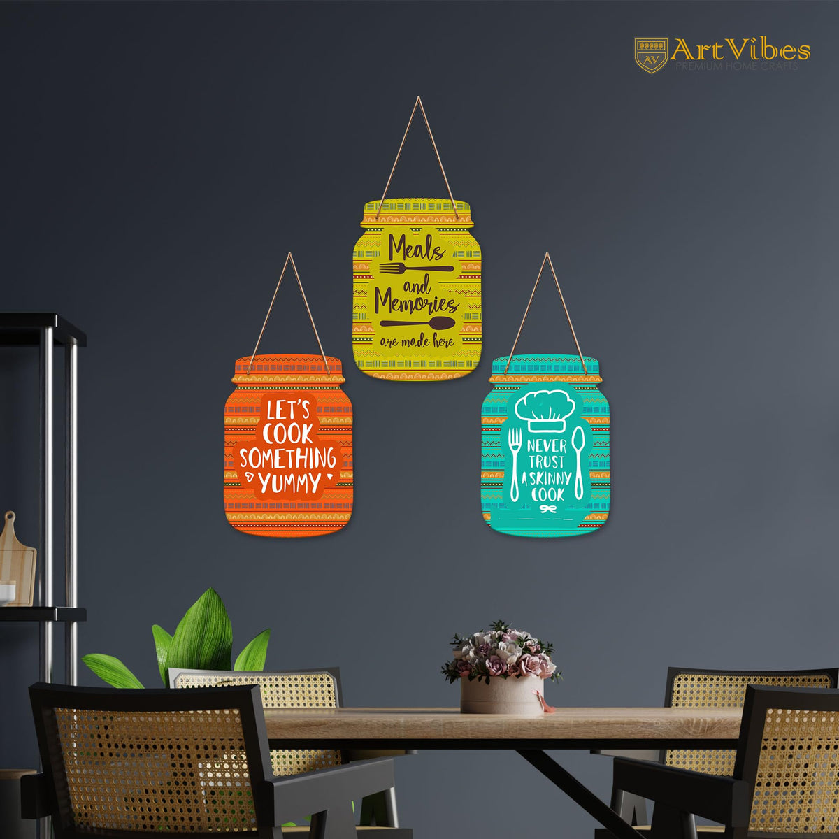 Artvibes Meals and Memories Quotes Wall Hanger for Home Decor | Gifts | Wall Art Decoration Wooden Hanging Items | Kitchen Wood Design | Quotes Decor Items | Decorative Artworks (WH_8911N)