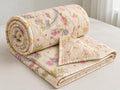 NAYU Cotton Dohar for Single Bed (60x90 Inch) | 150 GSM AC Comforter & Cooling Quilt | Classic Printed Lightweight Reversible Summer Blanket (Cream) Kafalo
