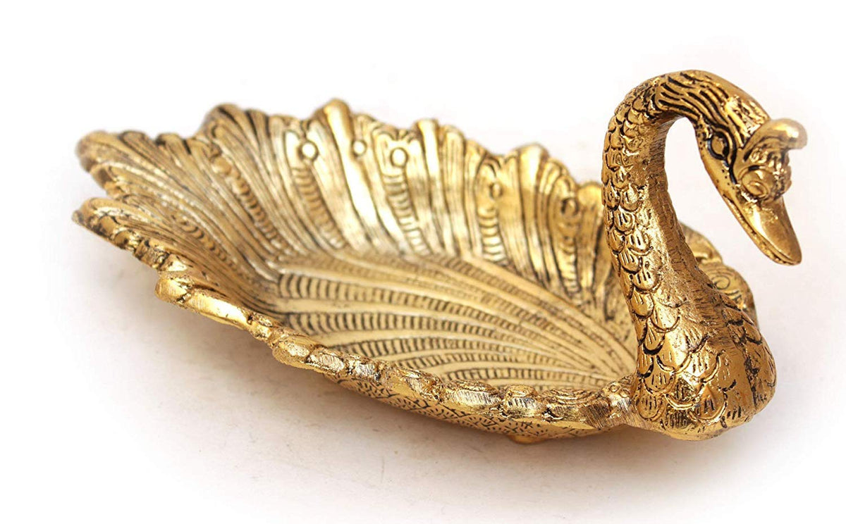Rci Handicrafts White Metal Gold Plated Tray for Dryfruit/Decoration/Table Decor Home Decor (Gold)