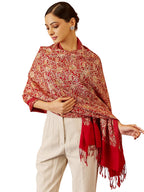 Pashmoda Women Shaguft Wool Blend Nalki Embroidered Stole, Shawl and Wrap, Luxury Pashmina Evening Wrap (Size: 71X203 CM)