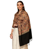 Pashmoda Women Hunar Fine Wool Nalki Embroidered Stole (Size : 28x80in, 71X203cm) EMST02