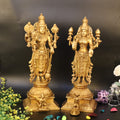 ARTVARKO Big Brass Vishnu Laxmi Murti Lord Bhagwan Vishnu Narayan Lakshmi Statue Idol Murti for Home Decor Mandir Pooja Goddess Laxmi Ji with Vishnu Height 14 Inch