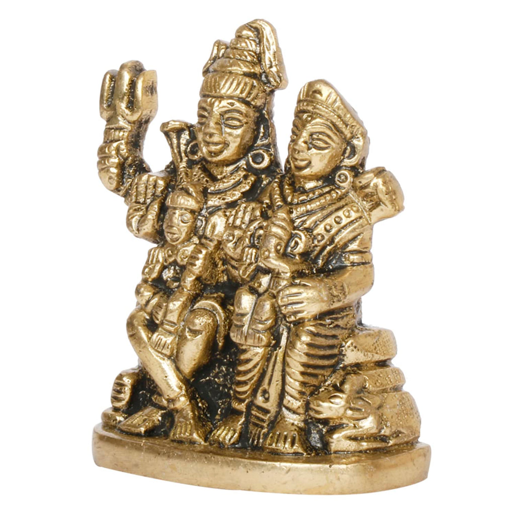 ARTVARKO Brass Shiva Parvati Shiv Parivar Shankar Bhagwan Ganesh Family Idol Statue Sculpture Home Office Temple Puja Decor (Small- 6x3x6.5 cm)