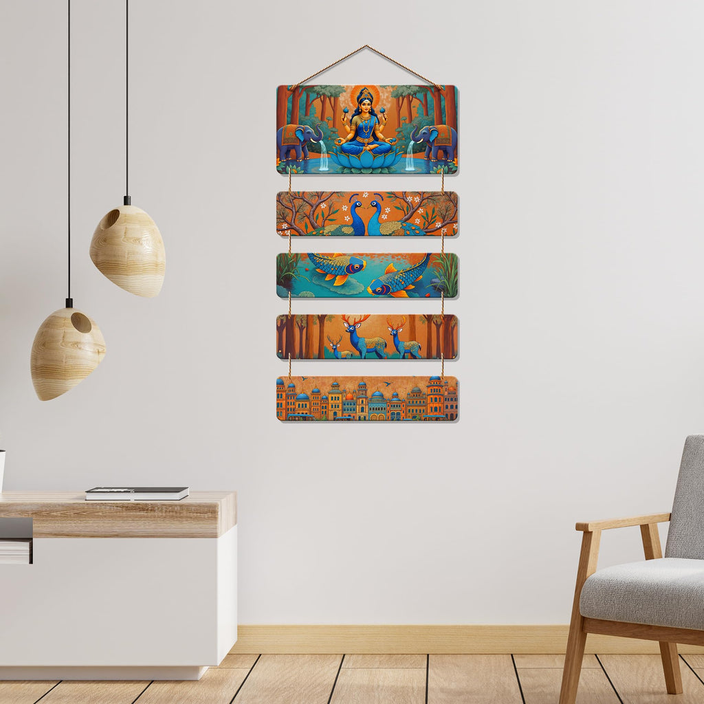 Artvibes Shri Lakshmiji & Divine Nature Wall Hanging Home Decorative Wall Art for Living room | Spiritual Decor Items | Wall Sculpture | Signs & Plaques| Stylish Modern Decor Item | Gift (WH_6730N)