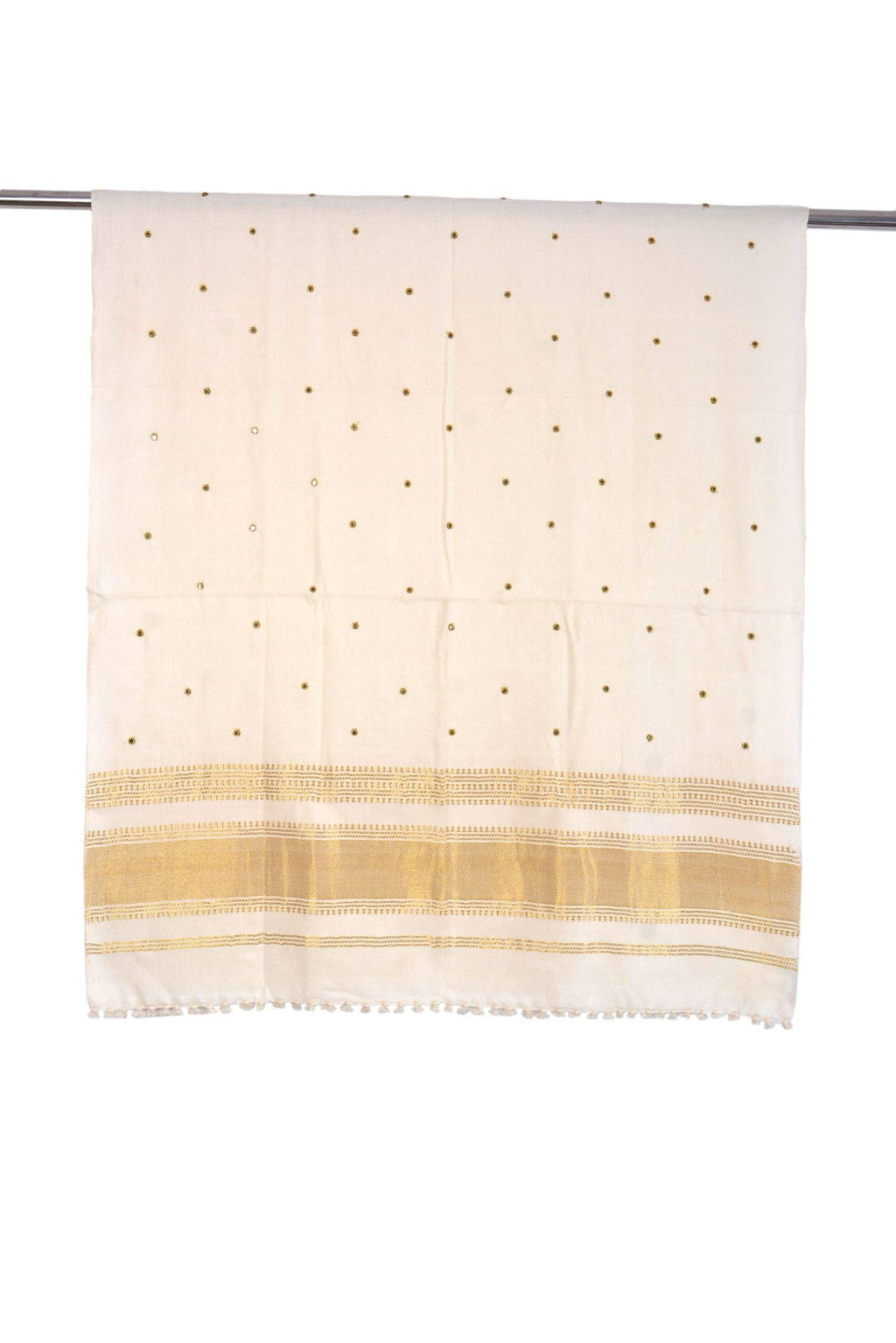 Prijam Women's Shawl (R 46 Gold zari_Off-White_One Size)