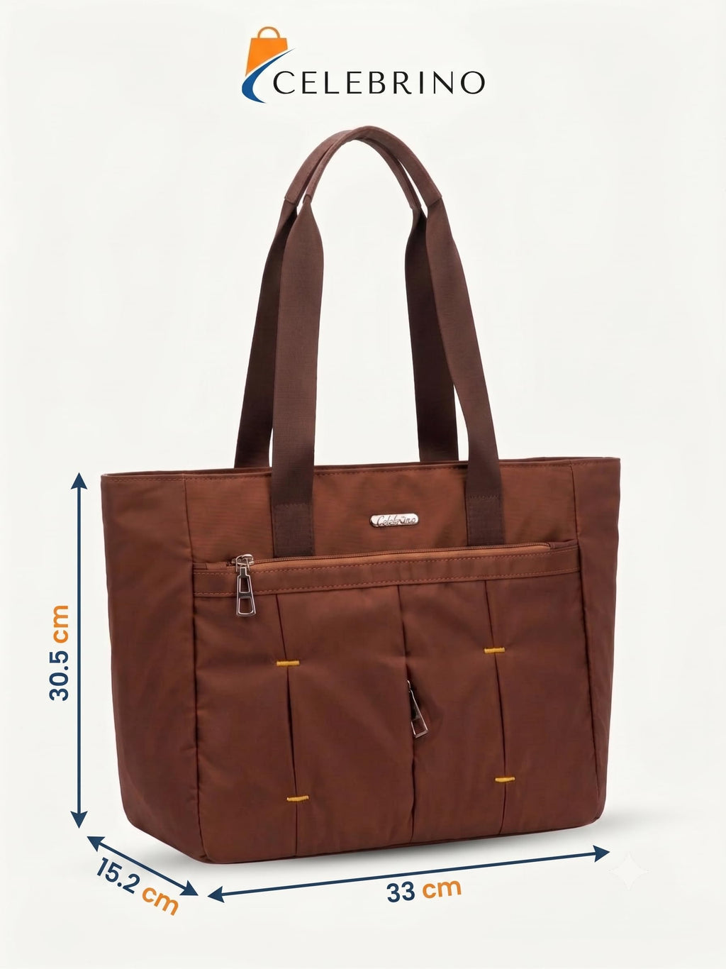 CELEBRINO Spacious Tote Handbag for Women | Nylon Hand Bags with Multiple Zip Compartments | Waterproof Large Shoulder Bag for Office, College, Travel & Shopping | Multi Pocket Zipper Handbags