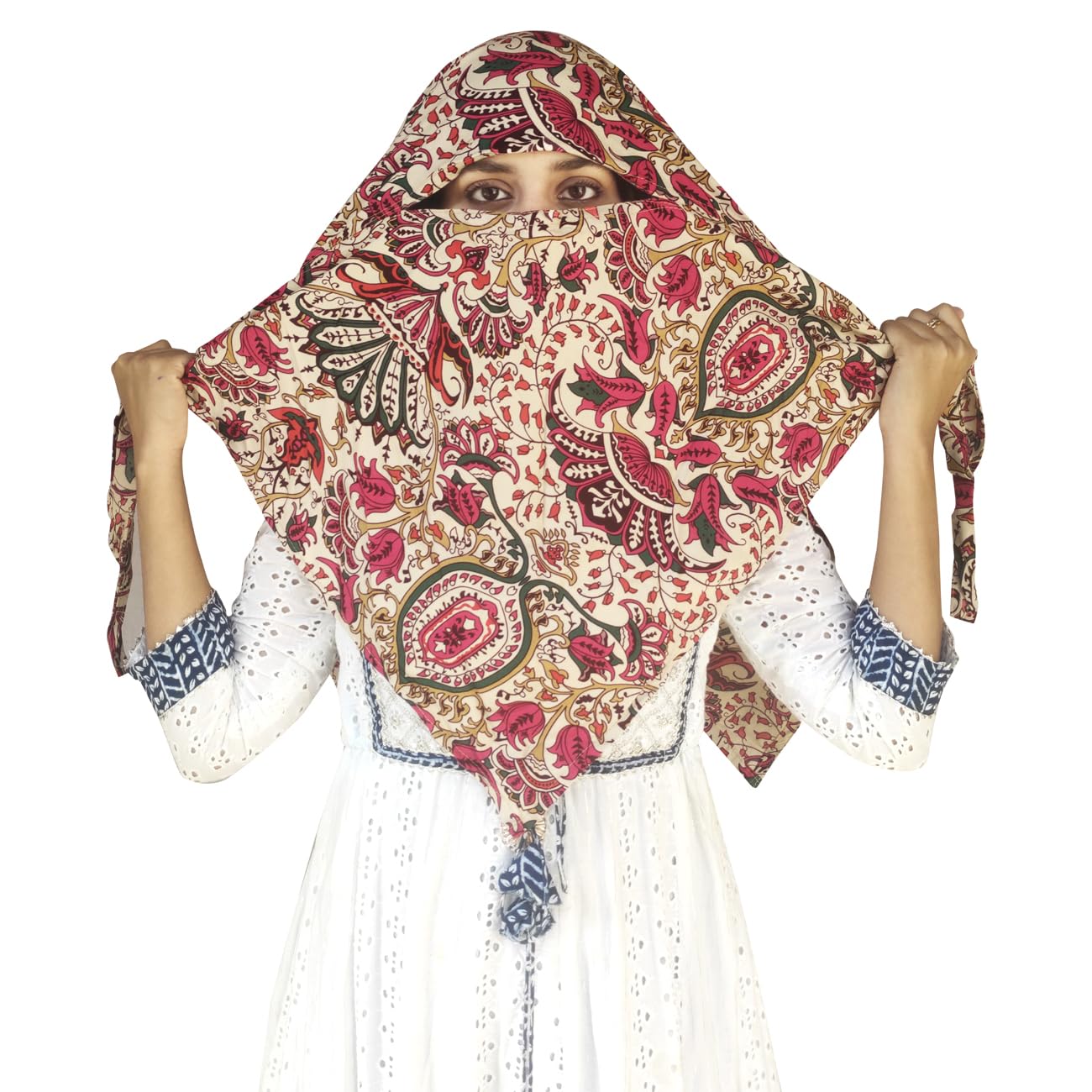 Switchon Rayon Anti Pollution Full face Scarf UV Sun Rays Protection Hijab scarf for women - Free Size (Cream_Read)