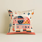 STITCHNEST Elephant & Boho Floral Satin Cushion Covers 24x24 Inch, Pack of 2 for Living Room, Sofa & Kids Room Decor