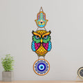 Artvibes Owl Evil Eye Nazar Protection Wall Hanging for Home Entrance | Decorative MDF Vastu Wall Art | Lucky Charm Decor for Bedroom | Living Room | Balcony | Office & Main Door (WH_8522N)