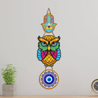 Artvibes Owl Evil Eye Nazar Protection Wall Hanging for Home Entrance | Decorative MDF Vastu Wall Art | Lucky Charm Decor for Bedroom | Living Room | Balcony | Office & Main Door (WH_8522N)
