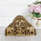 SVARUP Brass Gaja Ganesha Lord Ganesh Sitting on Rat with Elephants Idol Wall Hanging Table Top Murti for Home Entrance.