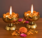 Brass Diya Pure Brass Traditional Oil Puja Lamp for Temple, Mandir, Festival Decoration, Home Decor & Diwali Gift