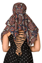 DEEPNYRA - LIVING STYLE Women and Girls Printed Scarf Cum Face Cover Mask Head Neck Face Safety Sun Protection Scarf Mask Head Bandana Wrap Pure Cotton Printed Stole (Blue Paisley)