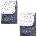Divine Casa Polyester All-Weather 120 GSM Printed Lightweight Reversible Design Set of 2 Single Bed AC Dohar Blanket - Navy Blue and White| TC - 120 Kafalo