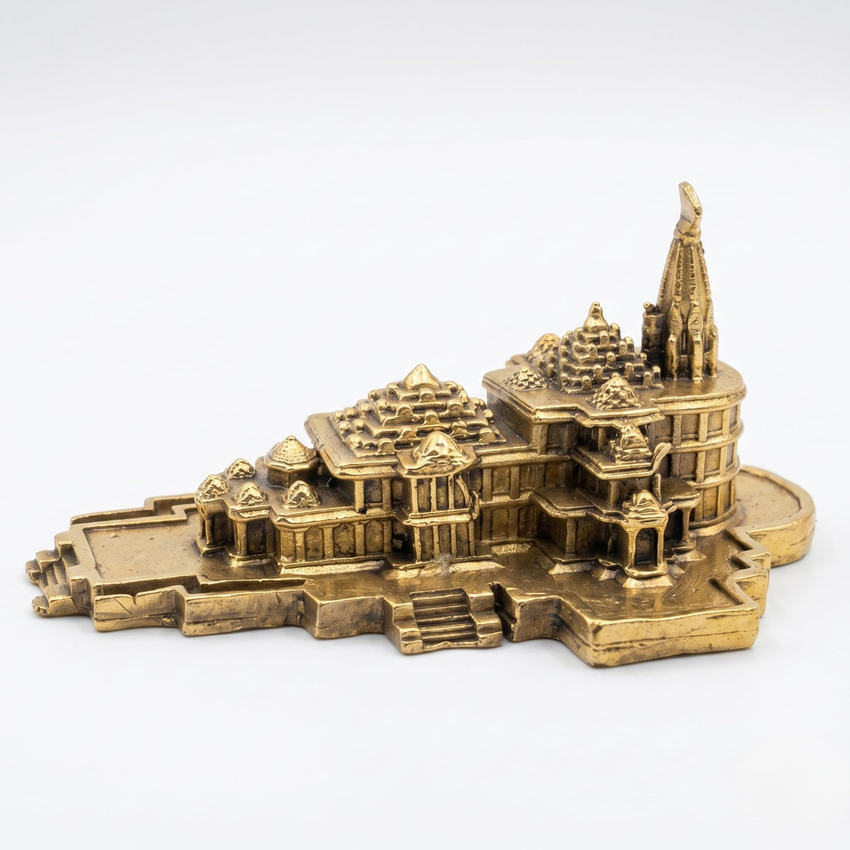 Svarn Studio Brass Ram Mandir Ayodhya Temple Replica 10x7x4.5 cm