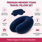Billebon Gel Infused Memory Foam Neck Pillow, Travel Pillow with Adjustable Velcro Straps, for Travelling & Flight Travel, Ergonomic Support for Comfort