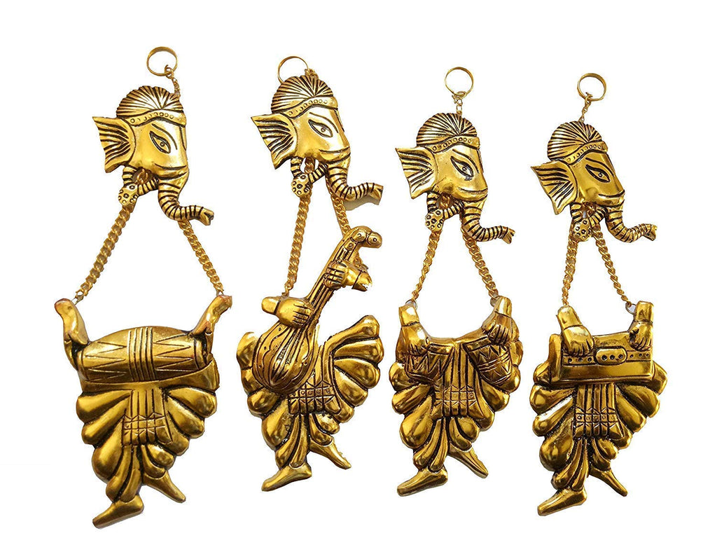 Prince Home Decor & Gifts Aluminum Wall Hanging Ganesha Set (Gold)