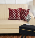 DECOMIZER Jacquard Geomteric Cushion Covers 24 inch x 24 inch Set of 2 Ethnic Motifs Cushion Covers,Design- Ambi,Color- Maroon-240 TC