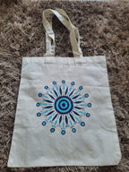 POOJAUVEX Cotton Tote Bag with Blue Mandala Design – Reusable Shoulder Carry Bag for Shopping, Office, College, Travel & Everyday Use