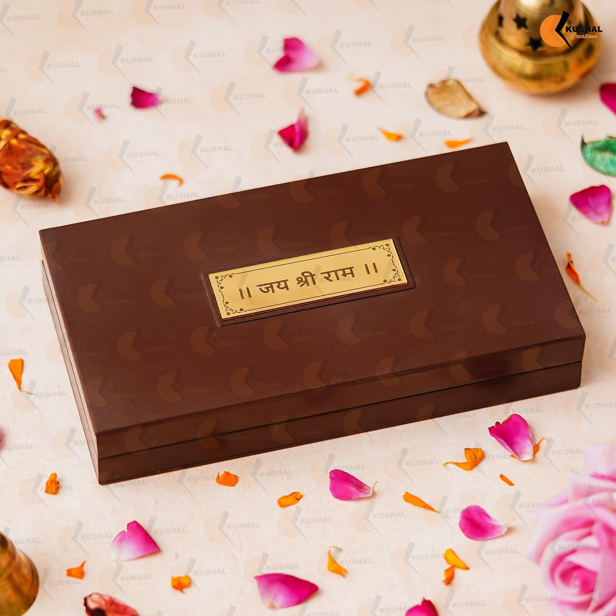KUSHAL CREATIONS Ram Darbar | Ram Lala Charan Paduka Religious Prayer Box Pocket Temple | charan paduka Box (Ram Mandir Brown)
