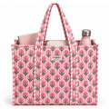 PShomes Large Cotton Tote Bag 18x18 Inches – 100% Cotton Shoulder Bag with Inner Pocket | Reusable Eco-Friendly Carry Bag for Laptop, Shopping, Travel & Daily Use (Pink-ROSES)