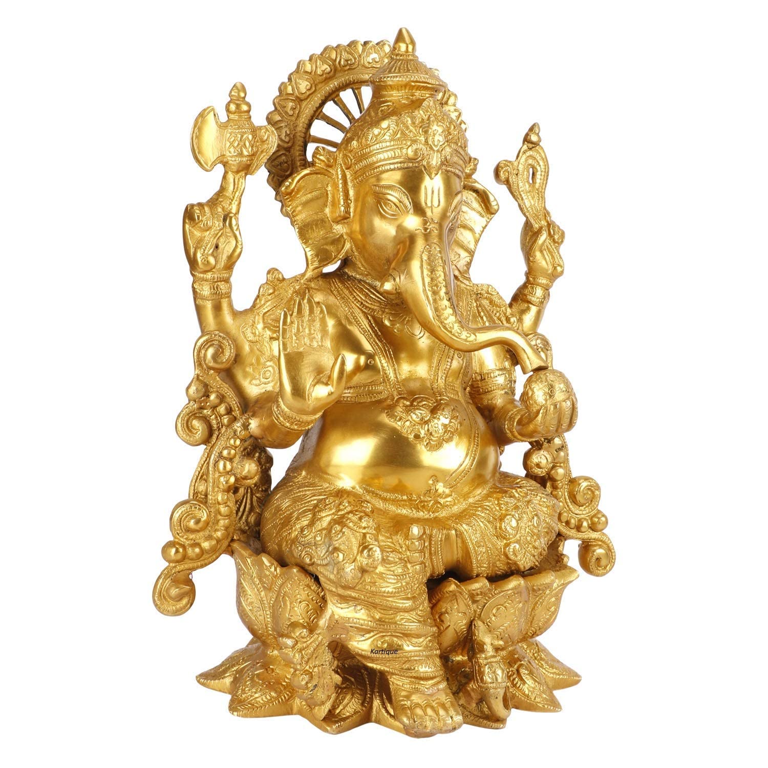 Svarup Brass Ganesha Idol for Home Decoration Ganpati Statue Murti for Gift Height 11.5 Inch Weight 6.3 Kg Color Gold