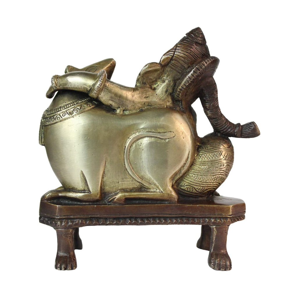Svarup Brass Sitting Ganesha Idol in Multicolor Height 8 Inch Weight 1.6 Kg