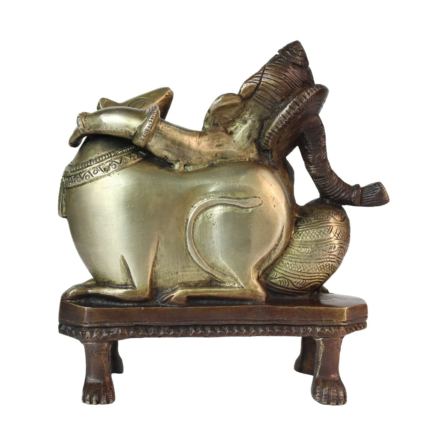 Svarup Brass Sitting Ganesha Idol in Multicolor Height 8 Inch Weight 1.6 Kg