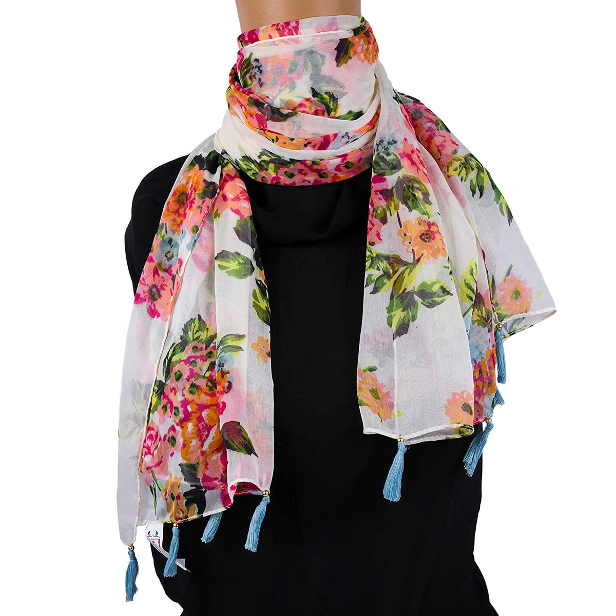 VINSON Printed Combo Scarfs for Girl's, Ladies and Women Light Weight and Soft Poly Cotton Fabric Scarves (Multicolor,S06-(Pack of 2)