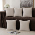 Khooti Velvet Cushion Cover, 24x24 | Cream White | Pack of 5 | Solid Plain Soft & Smooth, Decorative Cushion Covers for Living Room, Bedroom, Couches, Chairs, Sofas, Beds & Home Decor