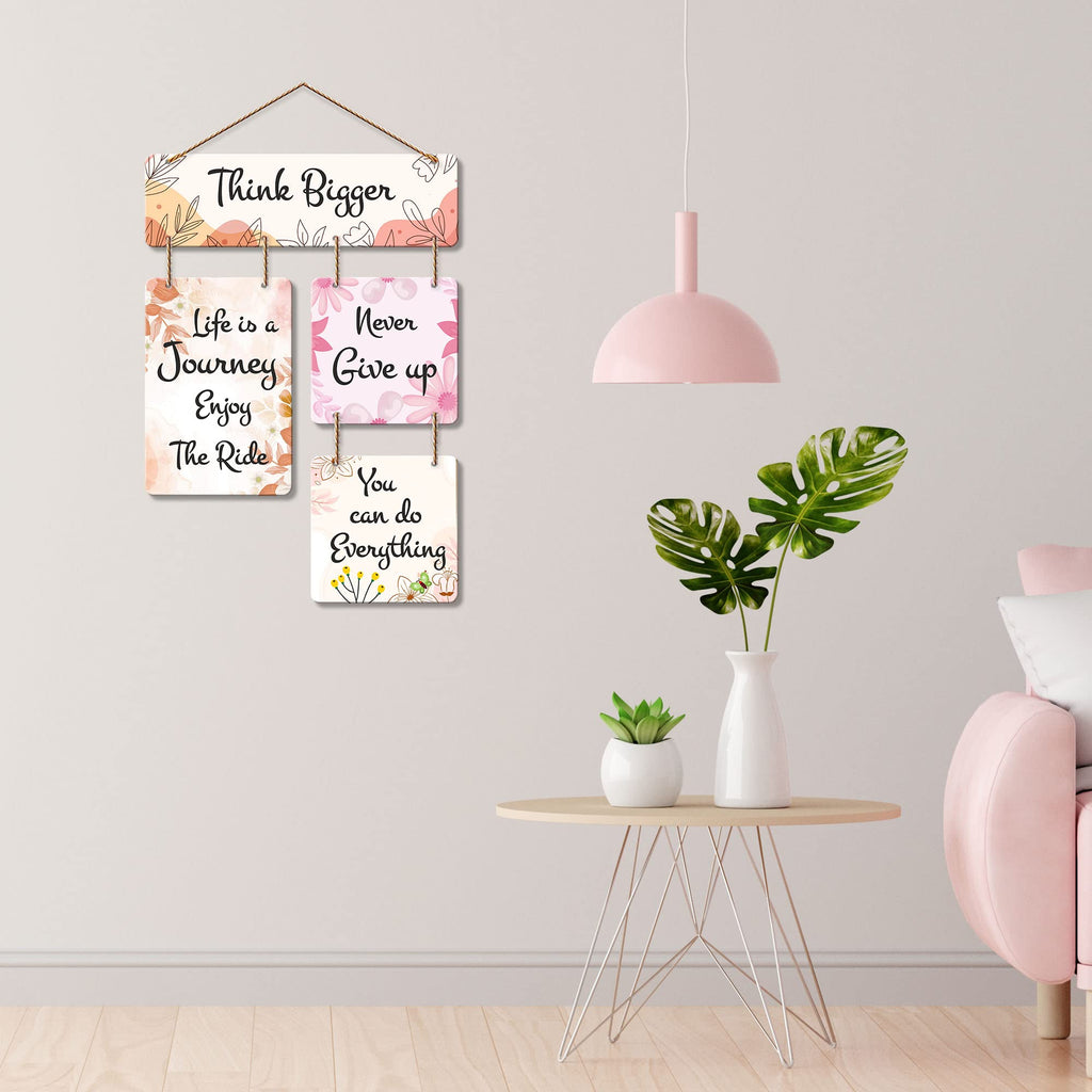 Artvibes Think Bigger Never Give Up MDF Wood Wall Hanger Ornaments | Quotes Decor Item | Motivational Wall Decor | Wall Poster | Graphic Art | Gift Items | Office Wall Decoration Items (WH_6517N)