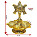 Kridaykraft Metal Tirupati Balaji Panch Mukhi Diya with Chakar Stand Gold Plated for Home and Office Pooja Room Decoration 5 batti Diya