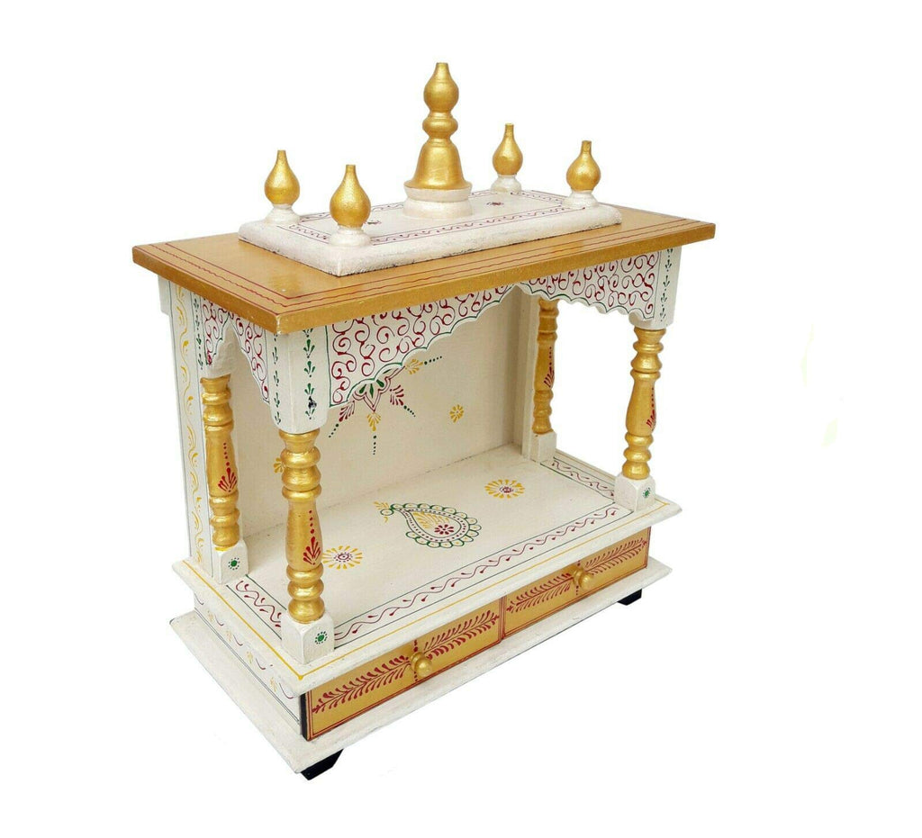 Kamdhenu Art and Craft Wooden Temple/Home/Pooja Mandir/Mandap (Gold), 61 cm