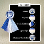 FAHABO Scarf Woman Premium Self-Woven Jersey Scarves | Hijab Scarf | Headscarf | Neck Scarf | Stoles | Wraps (Shades of Royale Blue)