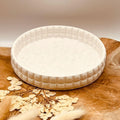 Kitty Cat® Handmade Concrete Trinket Tray | Off-White Jewelry & Makeup Organizer | Elegant Home Decor & Candle Holder | Multifunctional Storage Tray for Desk & Bedroom (Round) 13cm