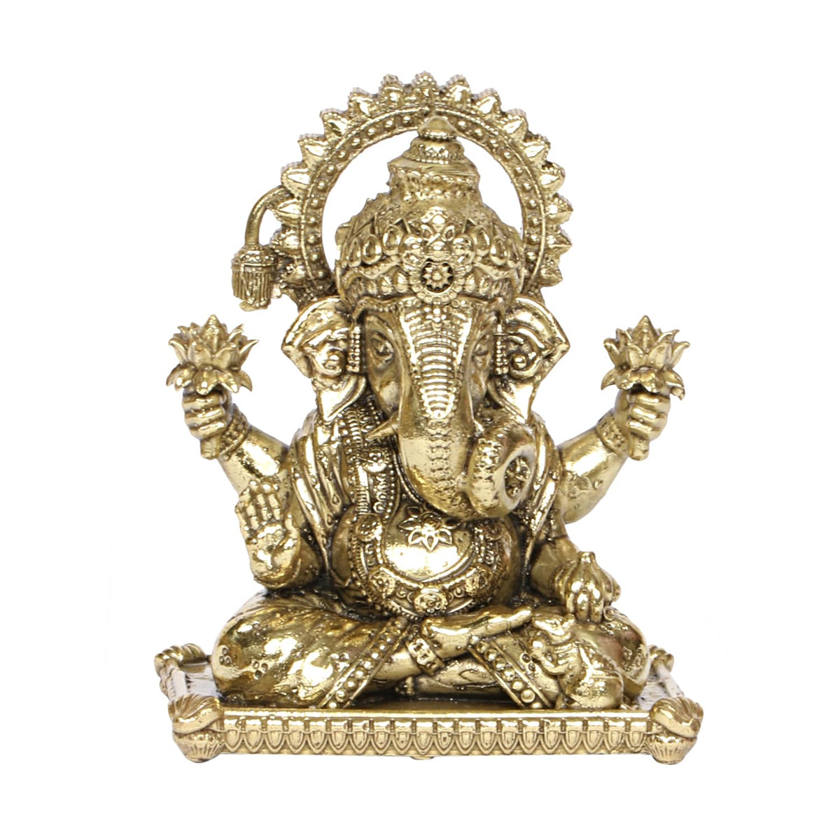 ARTVARKO Brass Ganesh Murti Ganesha Idol Ganpati Bhagwan Statue for Home Decor Puja and Gift Height 4 Inch