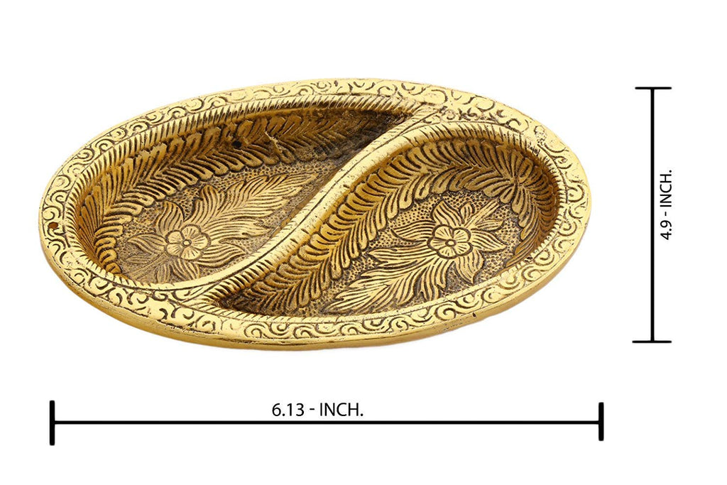 PRINCE HOME DECOR & GIFTS Aluminum Decorative Dry Fruit Tray (17 x 12 x 3 cm, Gold)